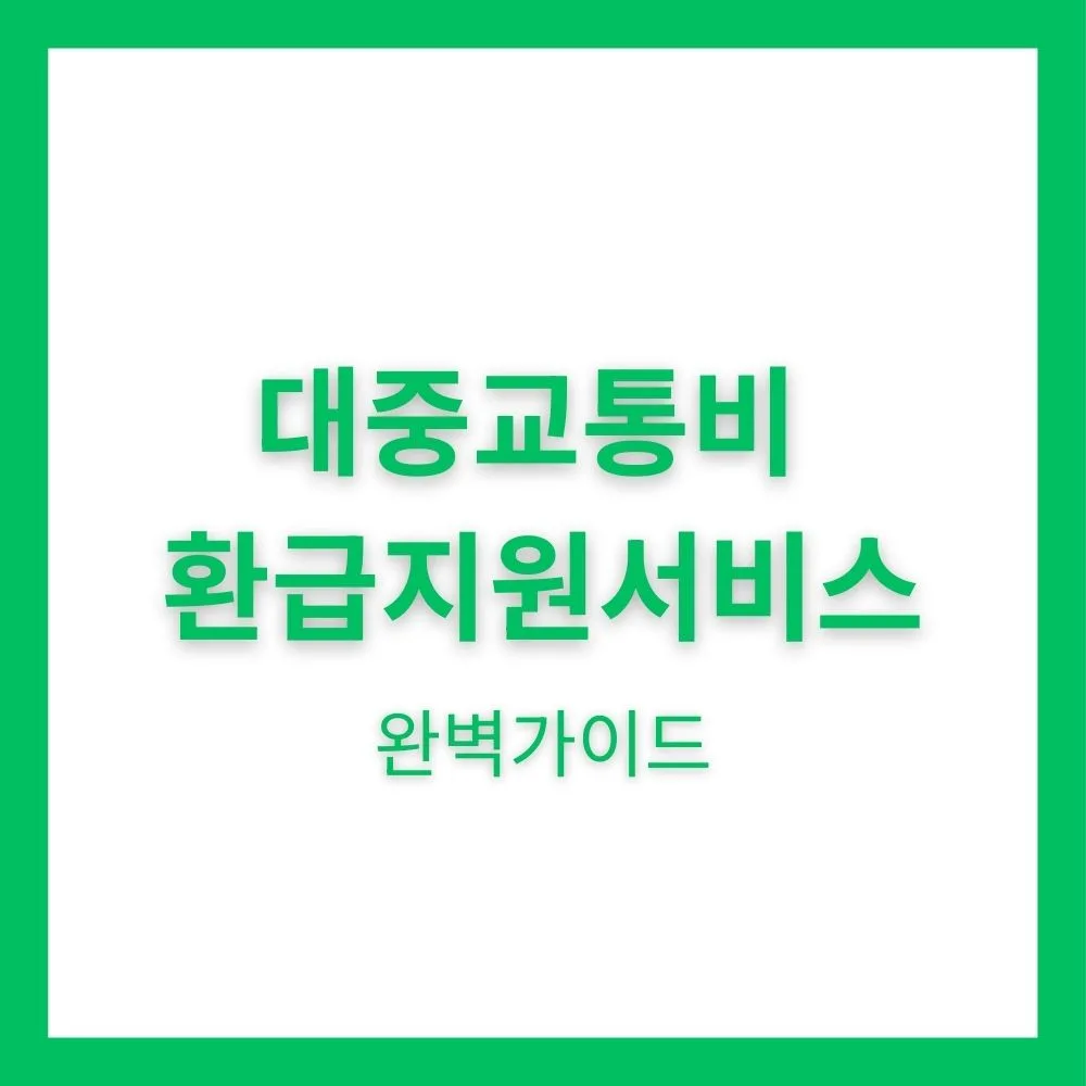 대중교통비 환급지원서비스 완벽가이드