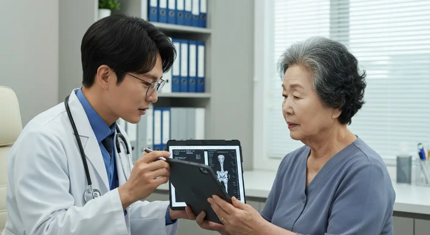 골다공증 치료 상담을 받는 어르신