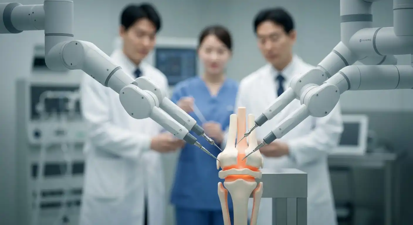 로봇 인공관절 수술로 정확도를 높이는 장면
