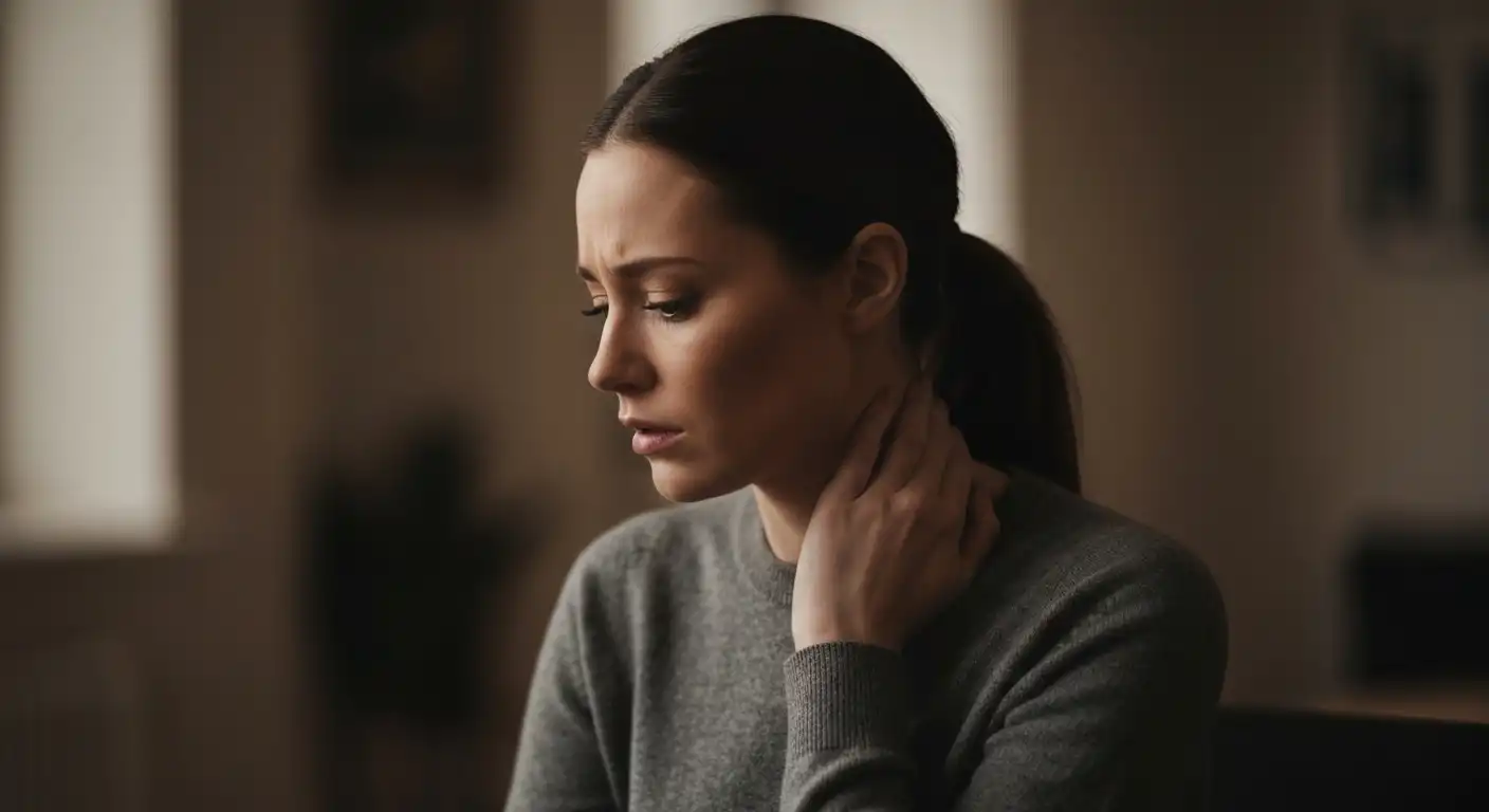 목 디스크 통증을 느끼는 한국인 여성