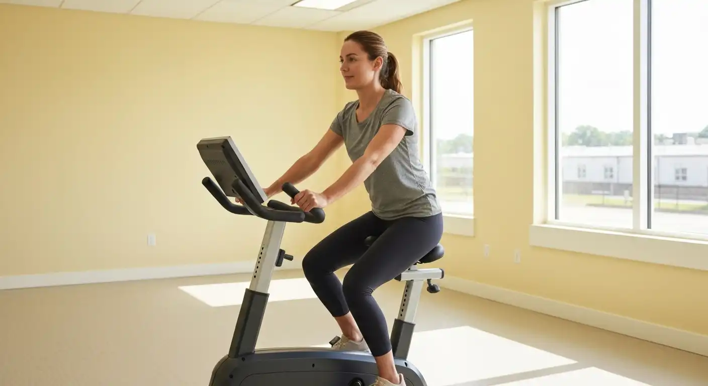 무릎 퇴행성 관절염에 좋은 운동을 하는 한국인 여성