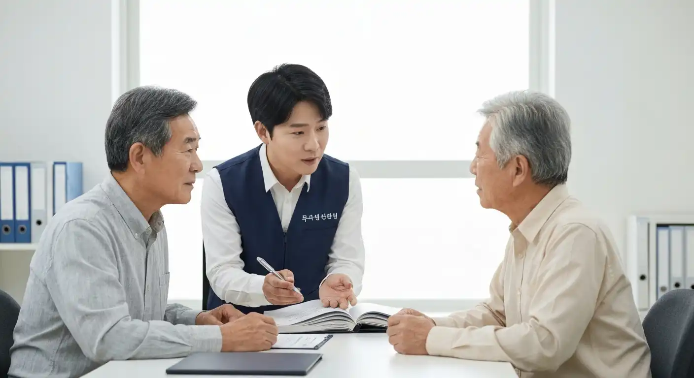 치매안심센터에서 배회가능 어르신 인식표 사업을 설명하는 모습