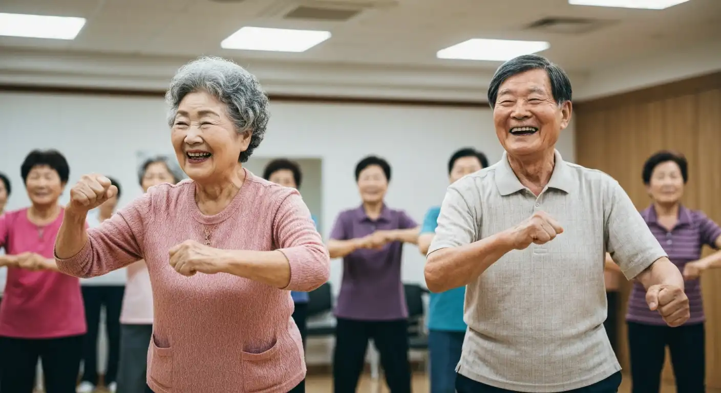 활기차게 운동하는 보건소 노쇠예방 프로그램 참여 노인