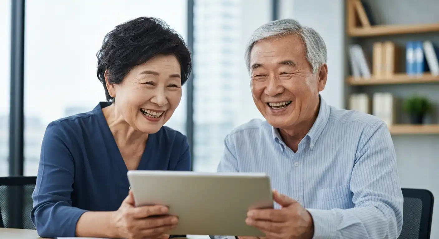 성공적인 시니어 일자리를 통해 활기찬 모습의 한국인 시니어들