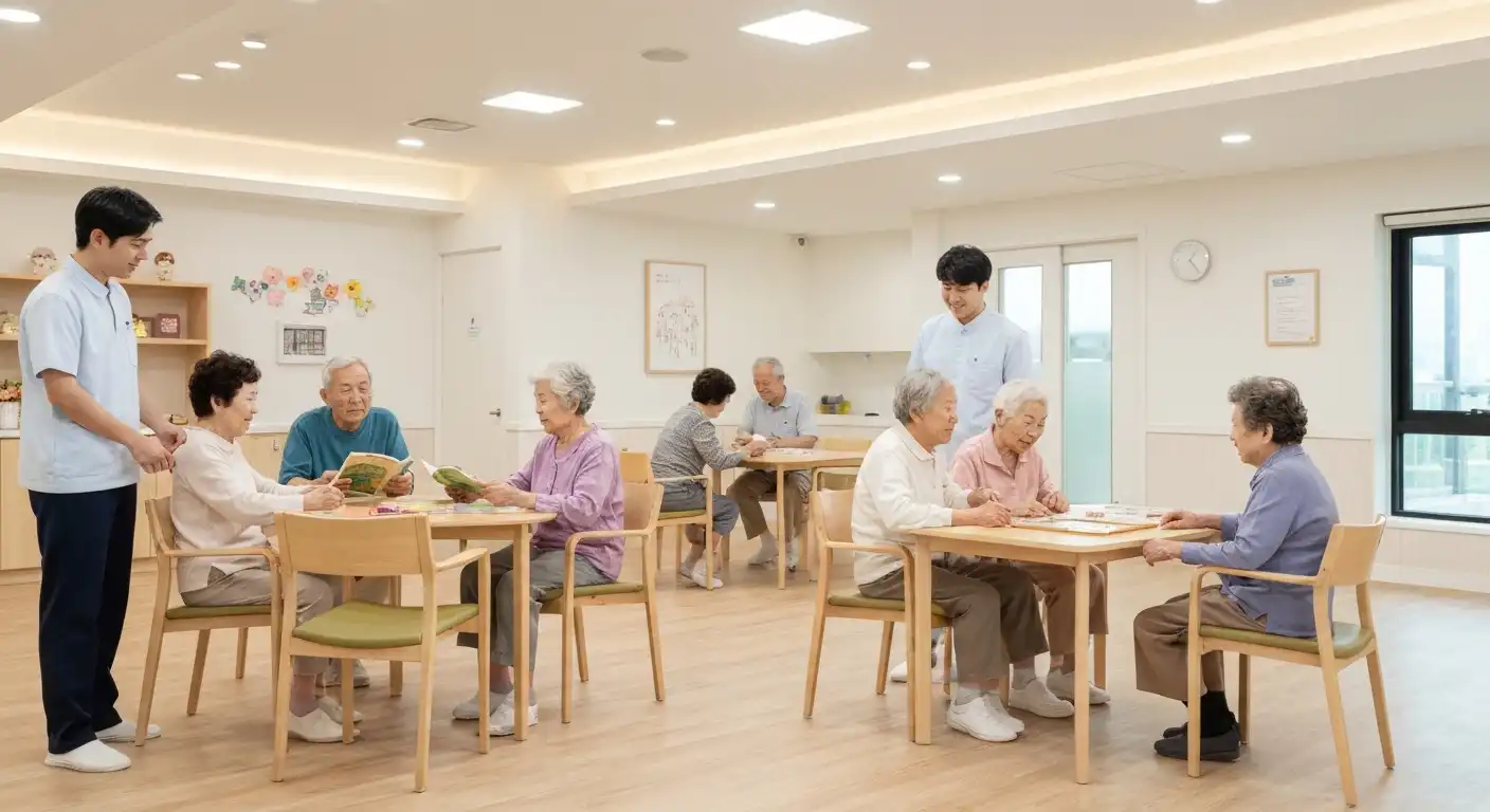 주간보호센터에서 활동하는 재가노인복지서비스 이용 어르신들