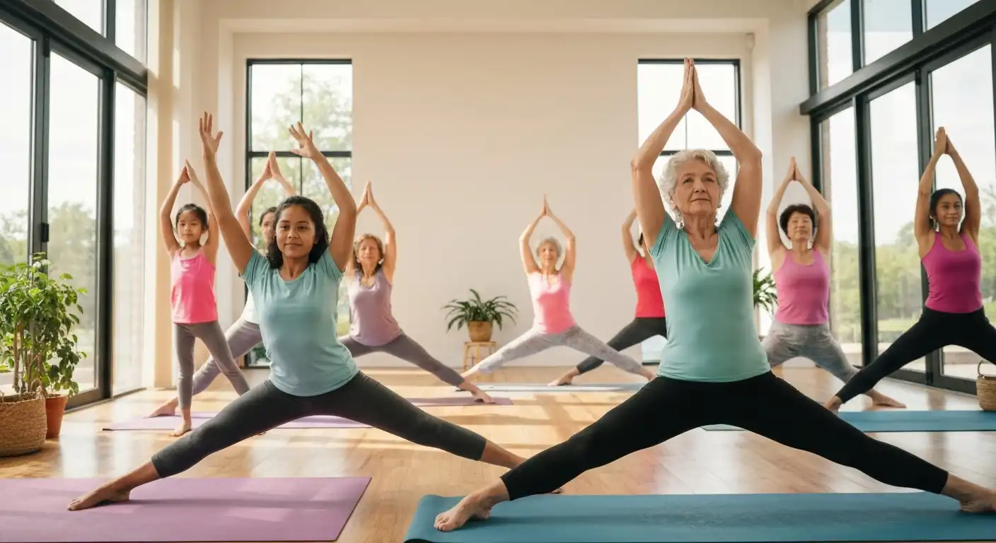다양한 연령대의 한국인이 저항성 운동으로 뼈 건강을 강화하는 모습