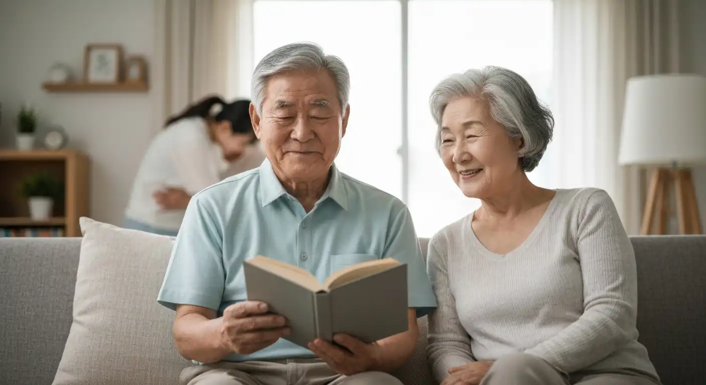 행복한 지역사회 통합돌봄을 받는 어르신 부부