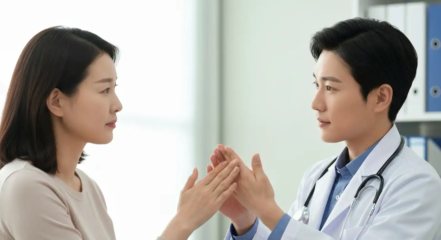 치매 조기검진 사업의 중요성을 설명하는 의사