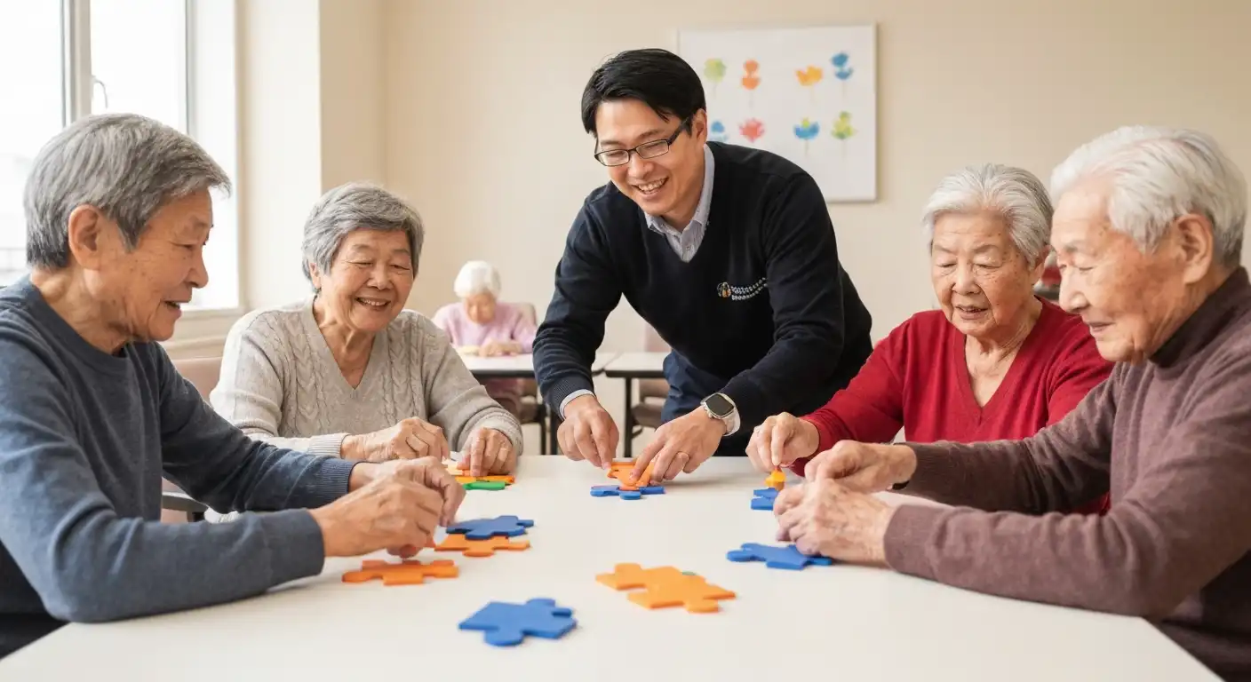 치매안심센터에서 인지강화 프로그램에 참여하는 어르신들