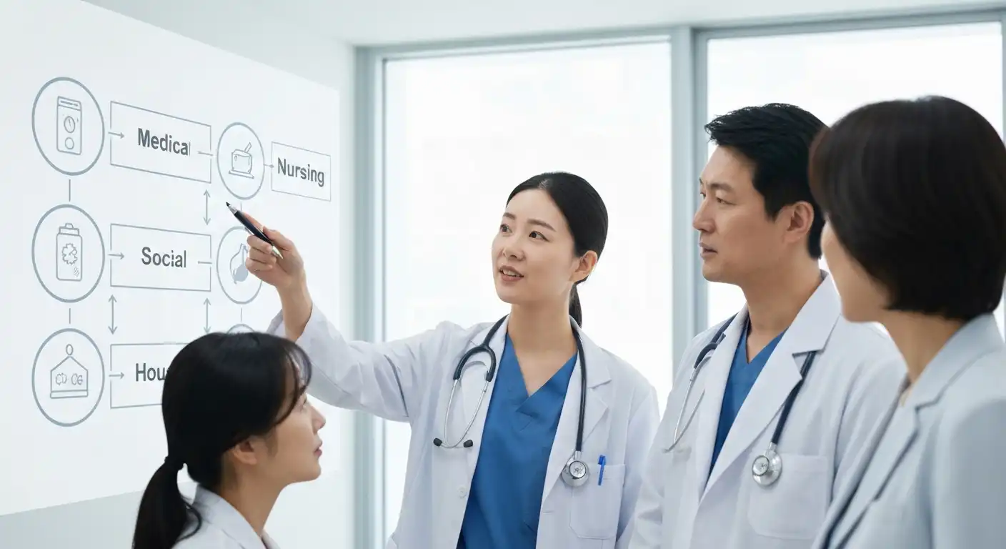 퇴원환자 연계·지원 서비스를 위한 통합돌봄 회의 장면