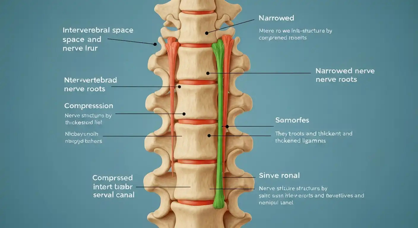 좁아진 허리 척추관 협착증 부위 해부학적 이미지
