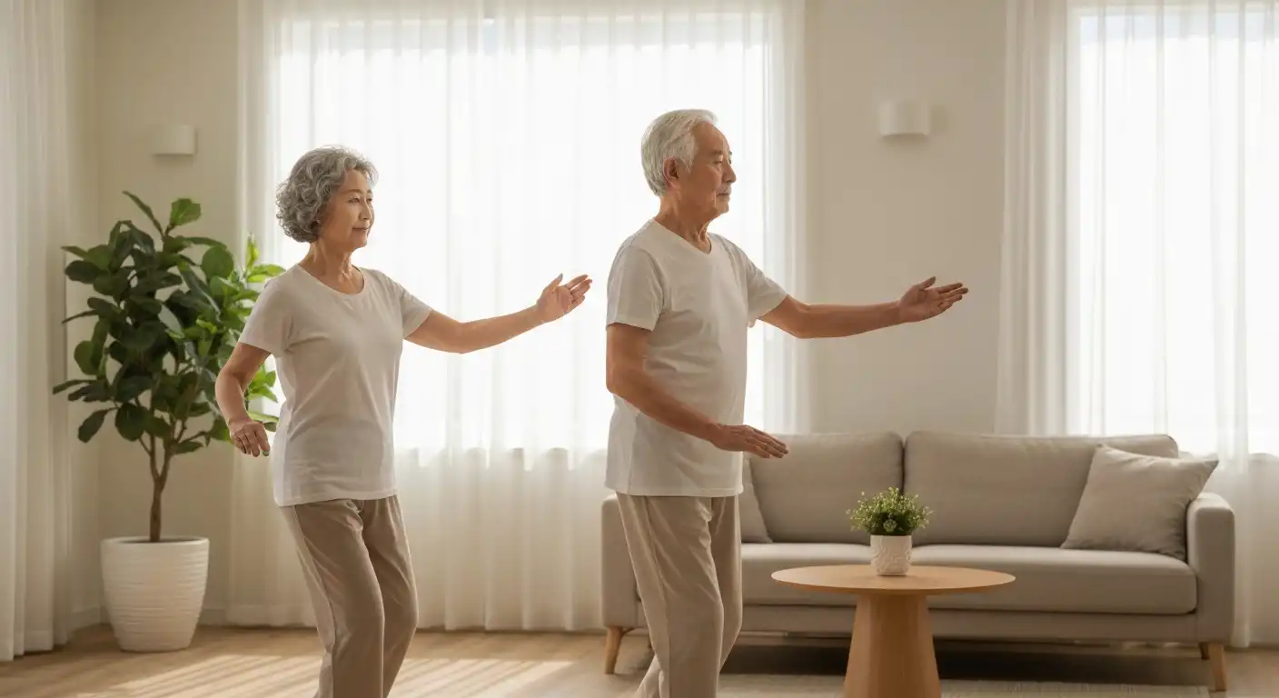 허리 척추관 협착증 예방을 위한 운동을 하는 한국인 노인
