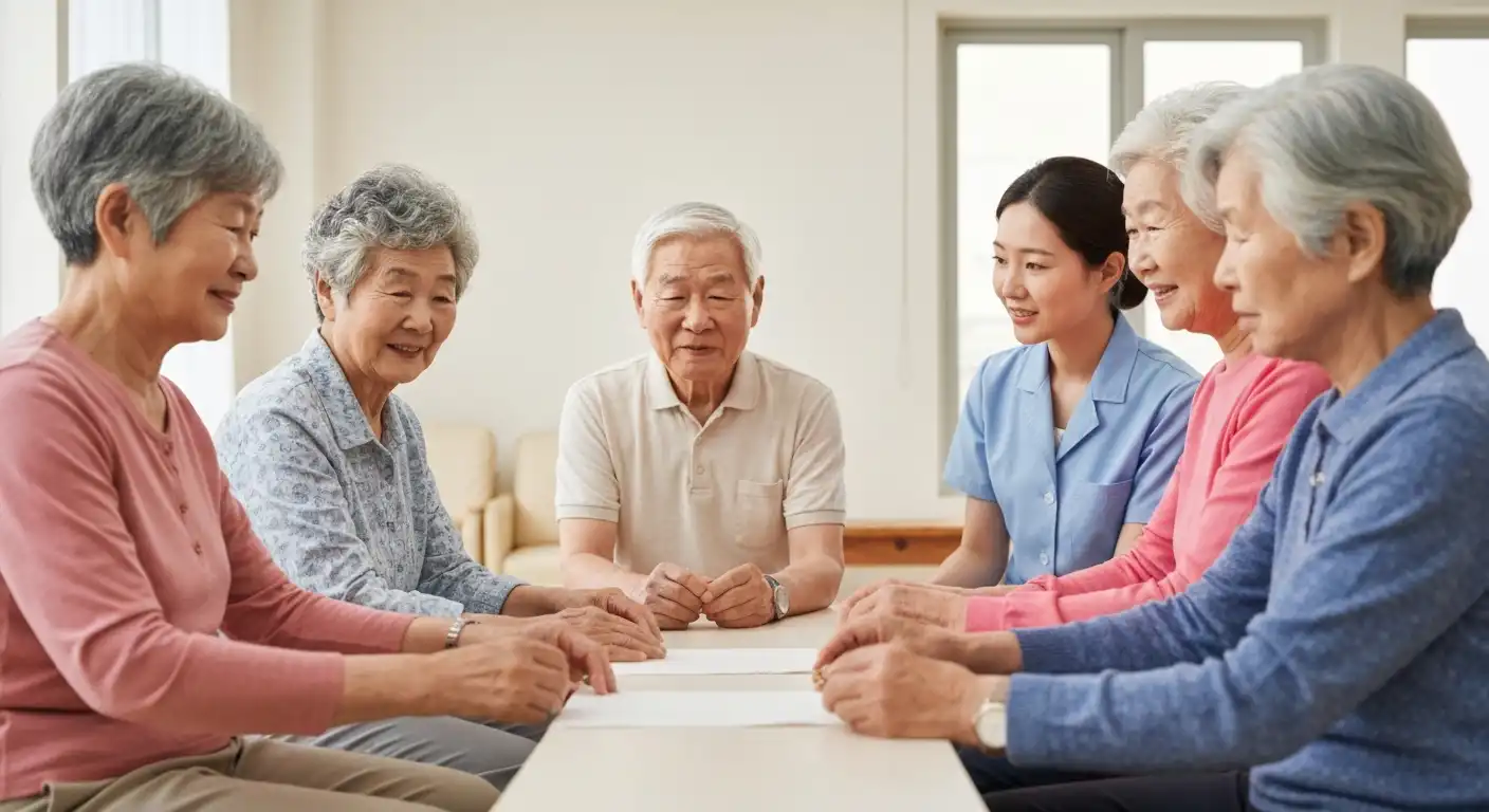 노인맞춤돌봄서비스를 받는 독거노인들이 함께 활동하는 모습