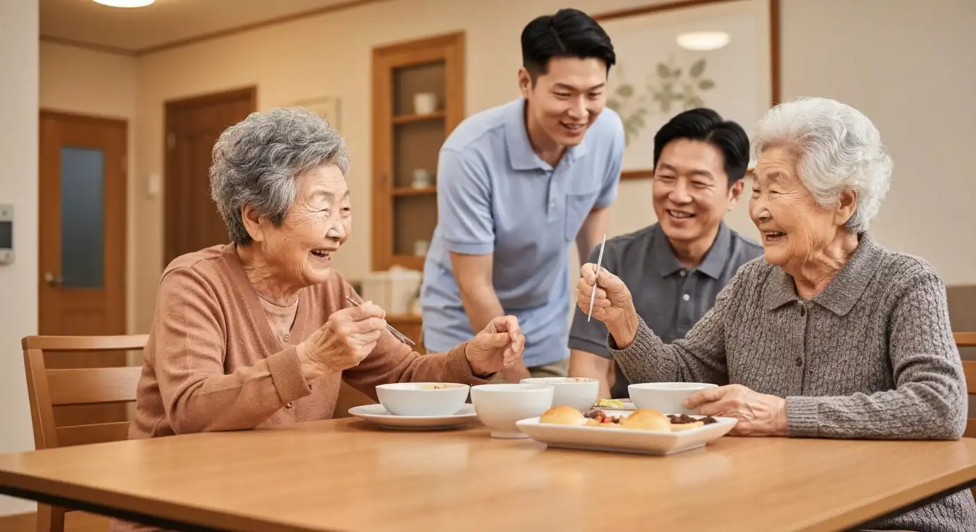 독거노인 공동생활 홈 서비스에서 함께 지내는 어르신들
