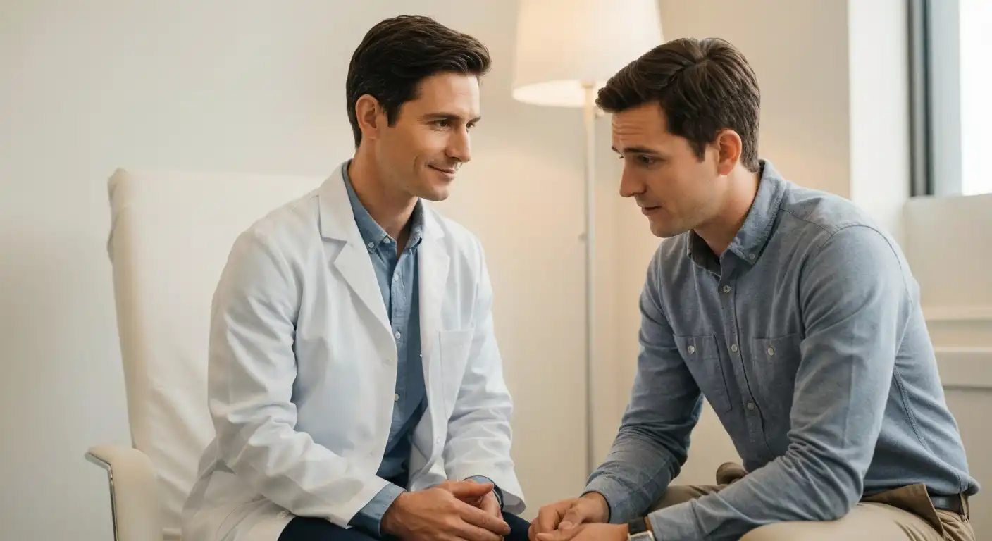 치매 조기 진단을 상담하는 한국인 의사와 노인