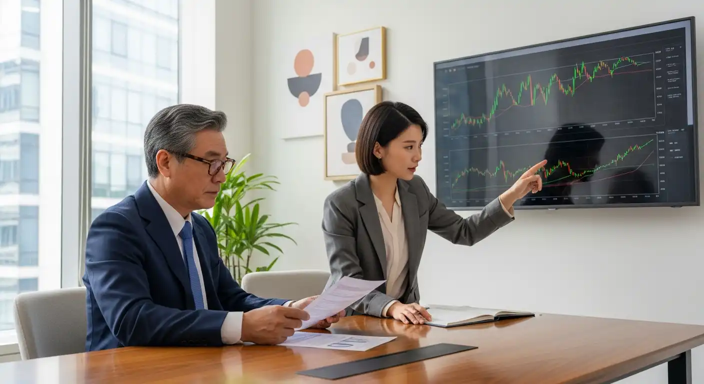 노후긴급자금대부 (실버론) 관련 전문가와 상담하는 아시아인 시니어