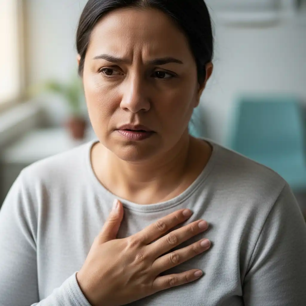 심장병 전조증상 7가지: 2024년 당신의 심장을 지키는 완벽 가이드 2 가슴 통증을 느끼는 사람의 심장병 전조증상 이미지