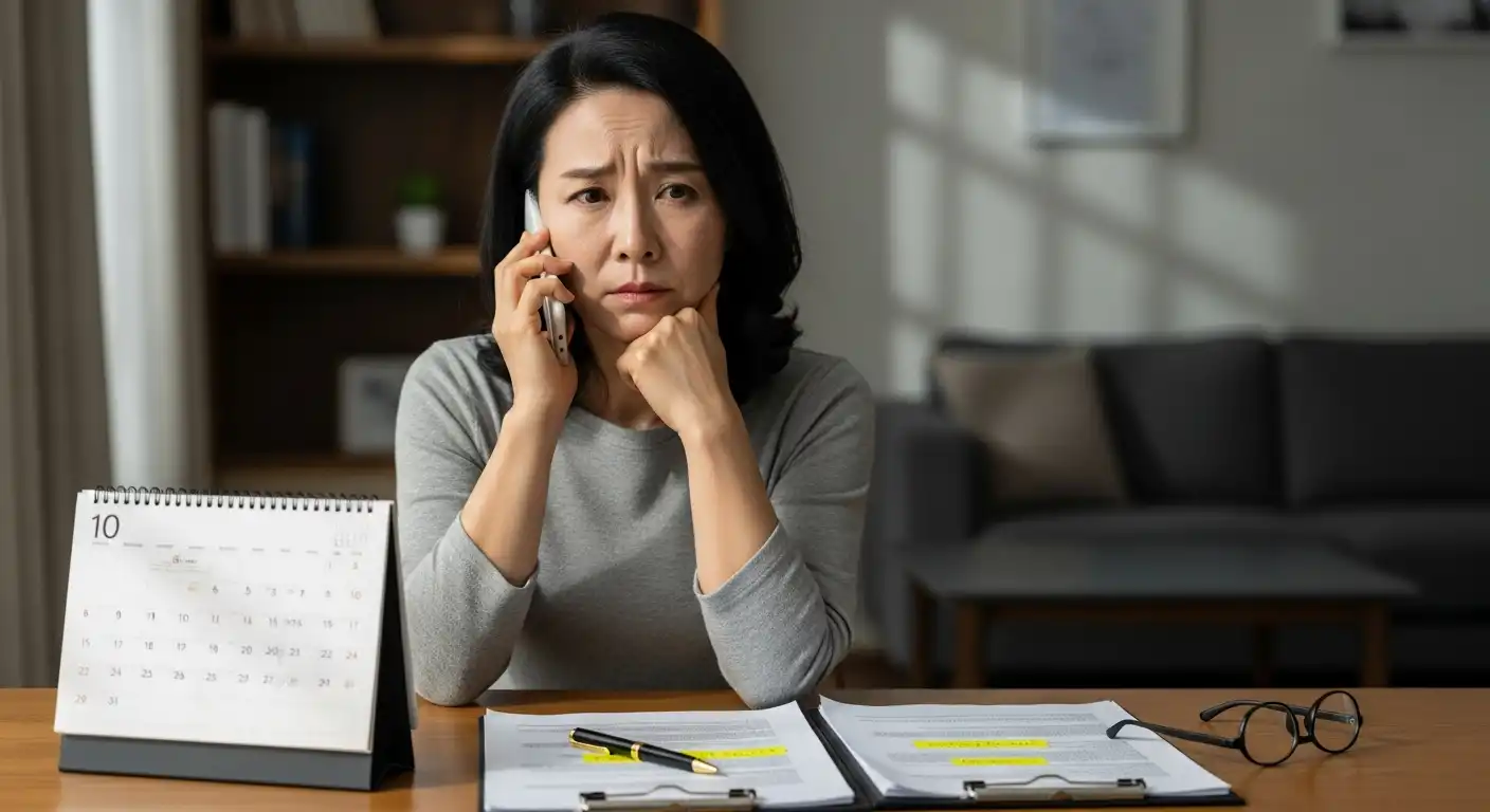 국민연금 분할연금 제도에 대해 질문하고 답변하는 한국인 여성
