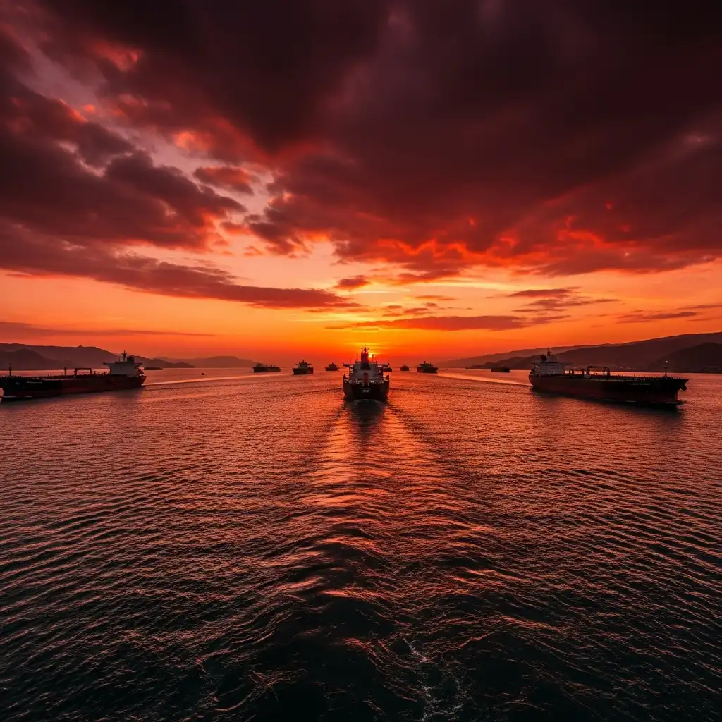 호르무즈 봉쇄 유가 폭등을 상징하는 유조선과 긴장감 넘치는 해협