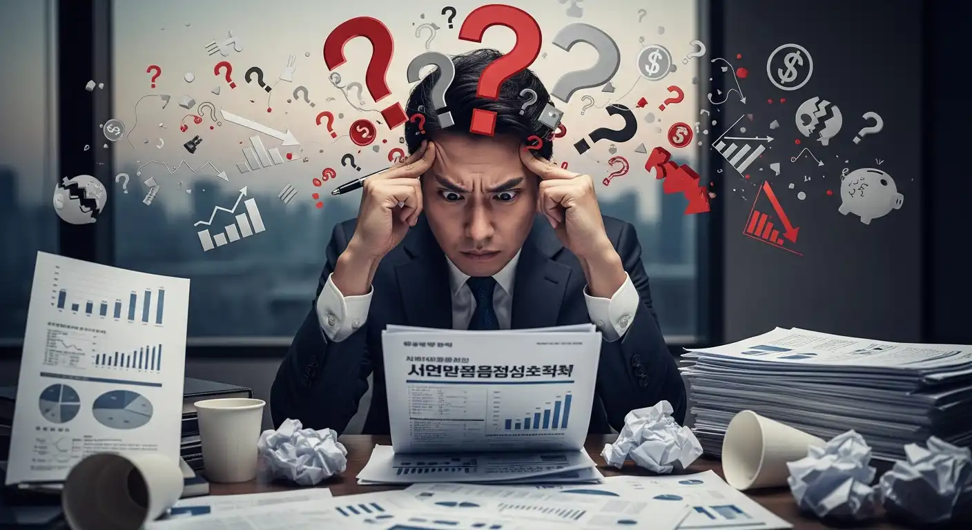 국민연금 반환일시금 서류를 보고 고뇌하는 한국인 남성