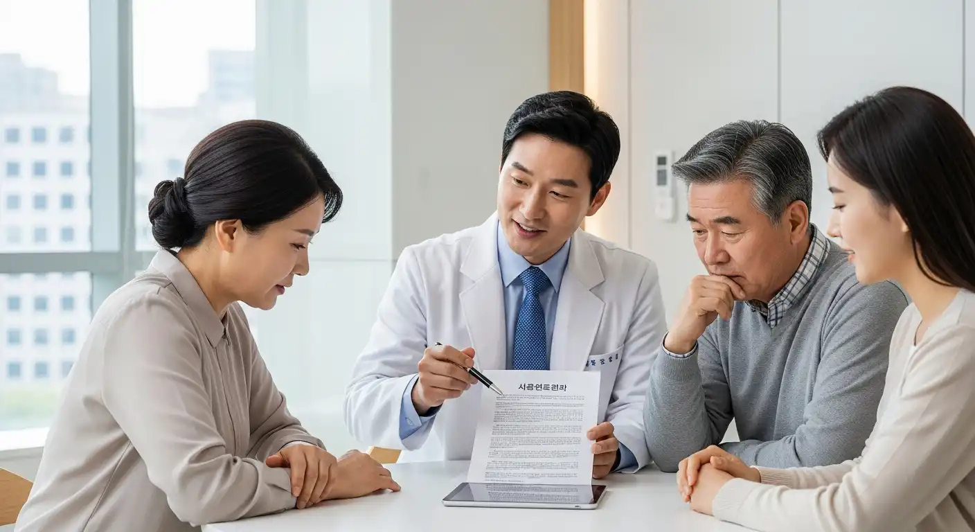 의료진이 사전연명의료의향서에 대해 설명하는 모습
