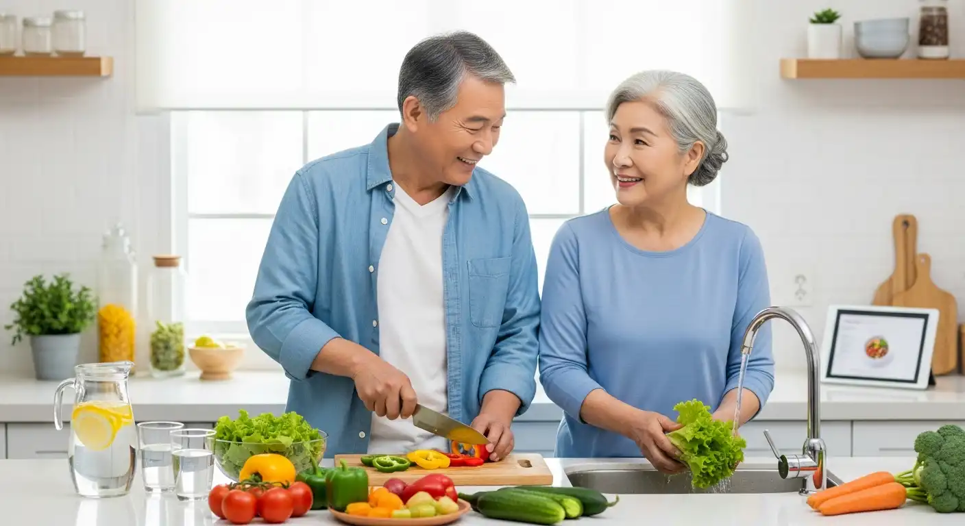 시니어 혈액순환 개선을 위한 건강한 식단과 수분 섭취